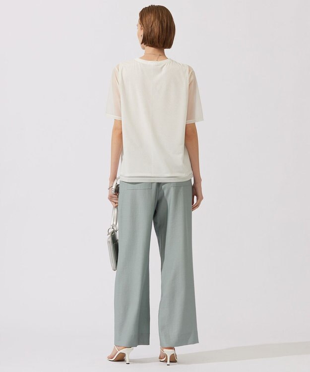 ICB L 【接触冷感・洗える】 チュールコンビ カットソー オフホワイト系