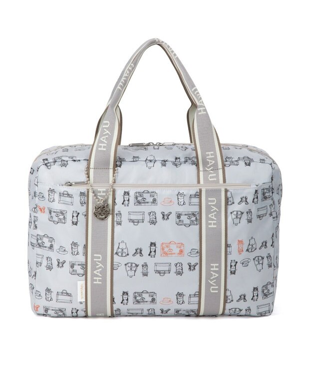 ACE BAGS & LUGGAGE HAyU × ace.  フォールディング 折り畳みボストンバッグ 猫柄 32L 17863 ライトベージュ柄