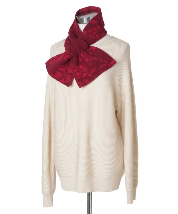 MOONBAT mila schon カシミヤ100%ジャカードプチマフラー ワイン