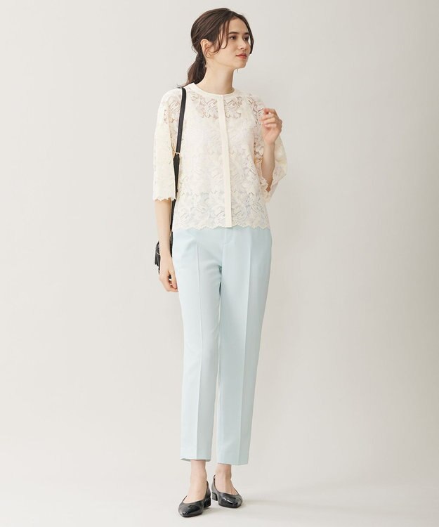 自由区 L 【セットアップ対応・UVカット・接触冷感・洗える】ライトストレッチテーパード パンツ サックス