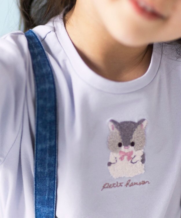 ANY KIDS オーガビッツアニマルサガラ刺繍Ｔシャツ サックスブルー×ハムスター