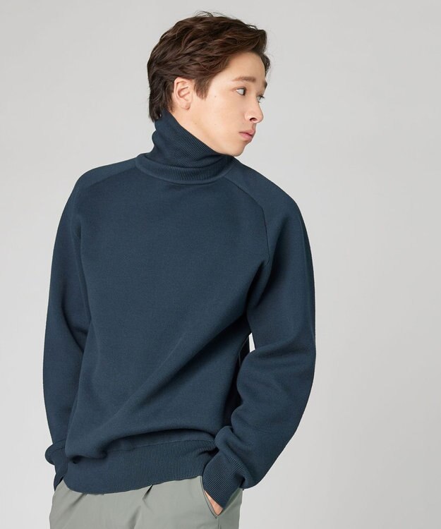 UNFILO MENS MOVE TEX タートルネック ニット ピーコックグリーン系