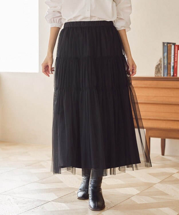 AMERICAN HOLIC ティアードチュールスカート Black
