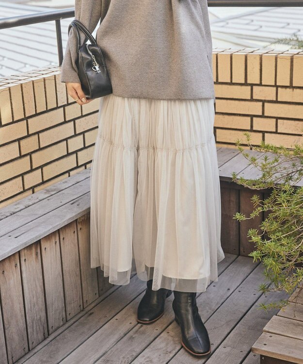 AMERICAN HOLIC ティアードチュールスカート Light Gray