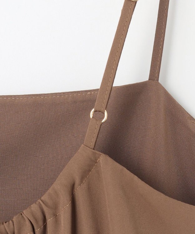 組曲 S 【洗える】タフタギャザーキャミソールワンピース ブラウン系