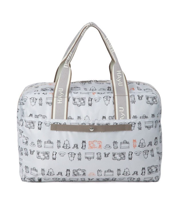 ACE BAGS & LUGGAGE HAyU × ace.  フォールディング 折り畳みボストンバッグ 猫柄 32L 17863 ライトベージュ柄