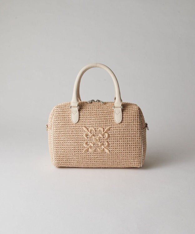 russet ナイロンラフィアミニボストンバッグ(CE-1715) Ivory