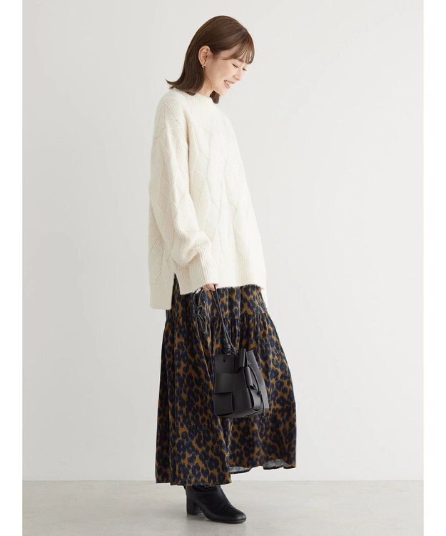 AMERICAN HOLIC Ｍｉｘヤーンモックネックケーブルニットプルオーバー Ivory