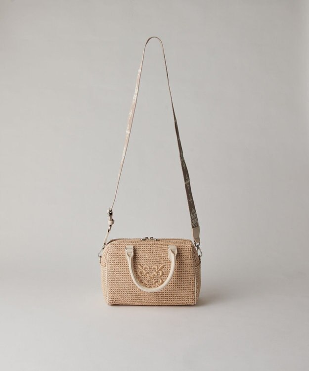 russet ナイロンラフィアミニボストンバッグ(CE-1715) Ivory