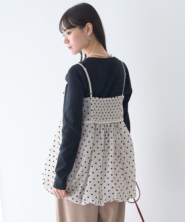 earth music&ecology ドットバルーンキャミチュニック Dot Black