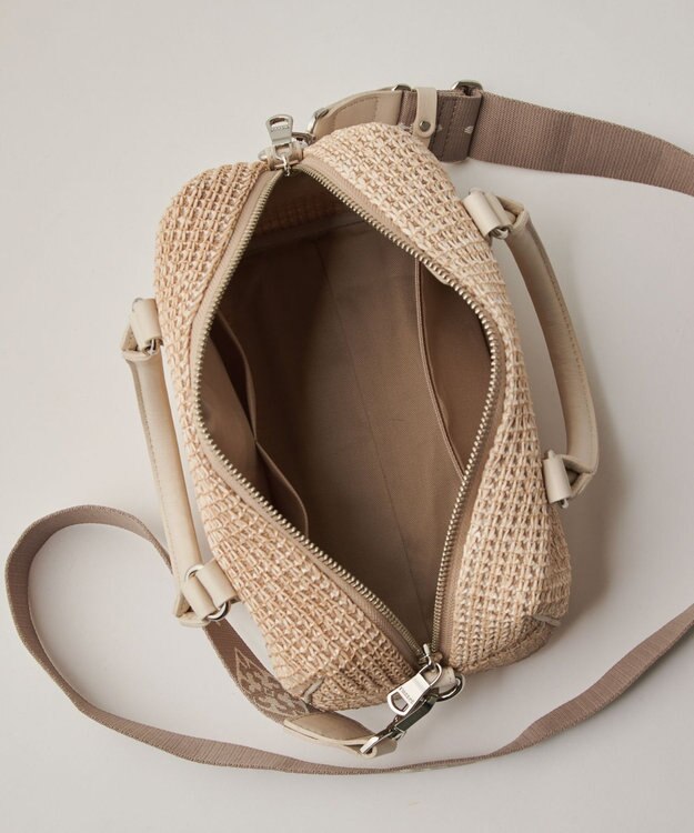 russet ナイロンラフィアミニボストンバッグ(CE-1715) Ivory