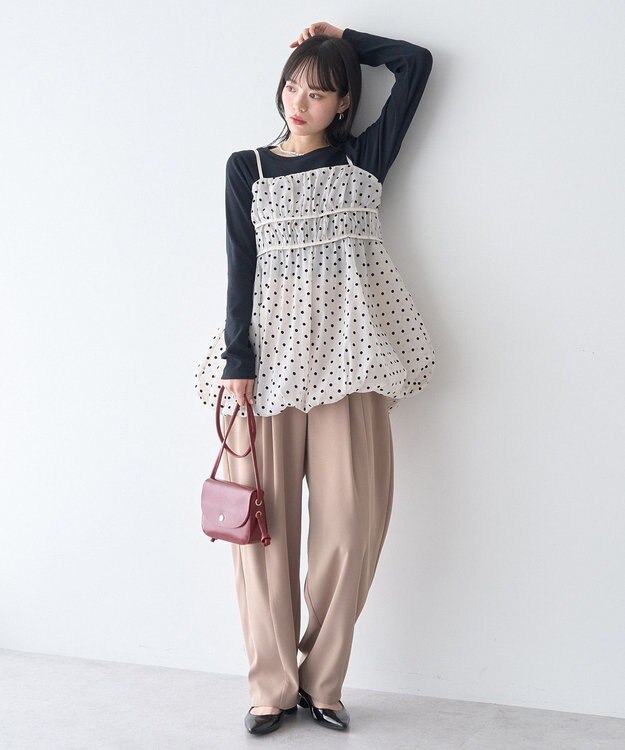 earth music&ecology ドットバルーンキャミチュニック Dot Black