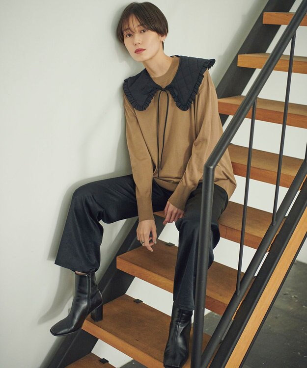 #Newans LILY/ キルティング付け襟 ブラック系9