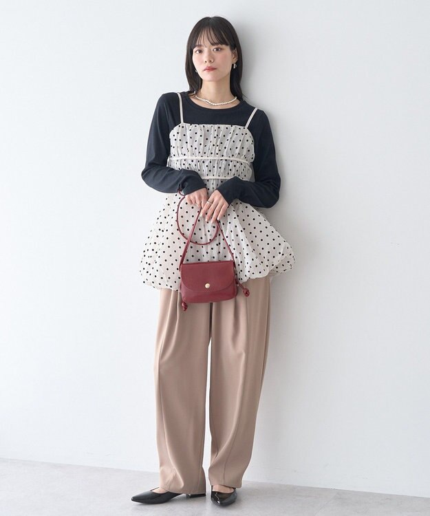 earth music&ecology ドットバルーンキャミチュニック Dot Black