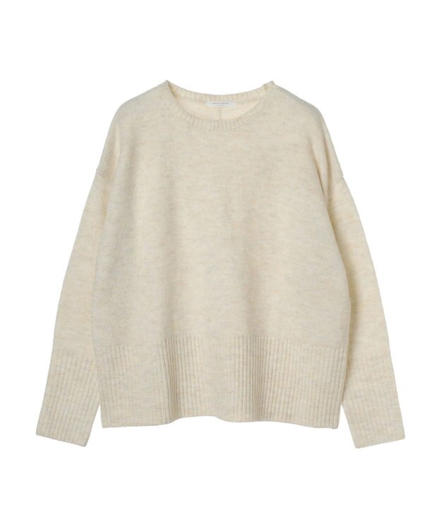 Green Parks ｆｕｗａっとメランジ袖リブ長めニットプルオーバー Light Beige