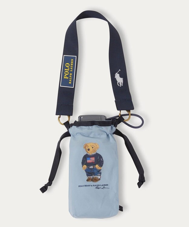 MOONBAT POLO RALPH LAUREN(ポロ ラルフローレン)FLAG BEAR 無地 5段折りたたみ傘 簡単開閉 サックスブルー