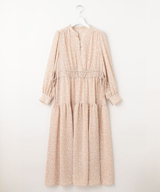 Feroux 【洗える】フラワープリントドロスト ワンピース ピンク系