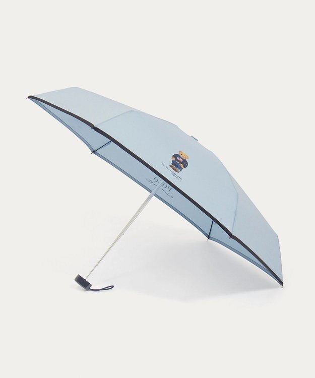 MOONBAT POLO RALPH LAUREN(ポロ ラルフローレン)FLAG BEAR 無地 5段折りたたみ傘 簡単開閉 サックスブルー