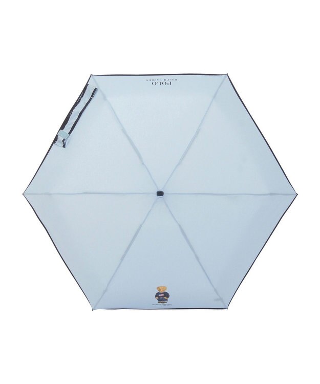 MOONBAT POLO RALPH LAUREN(ポロ ラルフローレン)FLAG BEAR 無地 5段折りたたみ傘 簡単開閉 サックスブルー