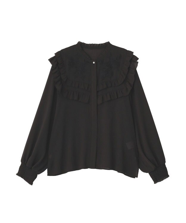 YECCA VECCA ラッフルレースブラウス Black