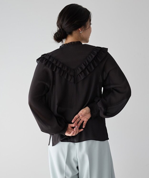 YECCA VECCA ラッフルレースブラウス Black