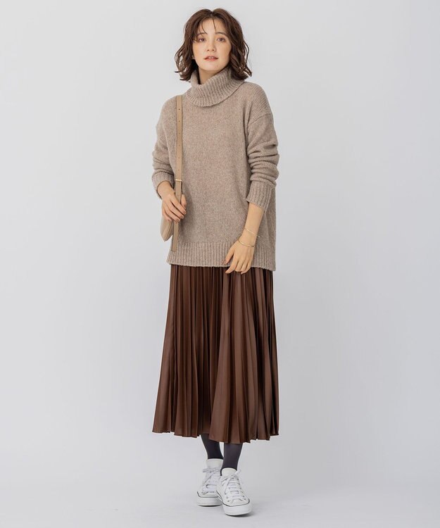 23区 【洗える】ブークレ タートルネック ニット ベージュ系