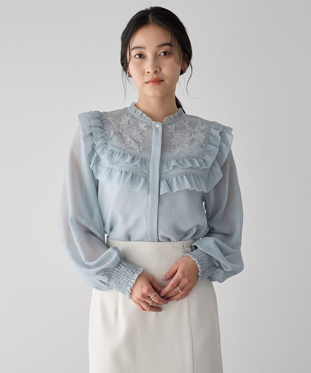 YECCA VECCA ラッフルレースブラウス Mint