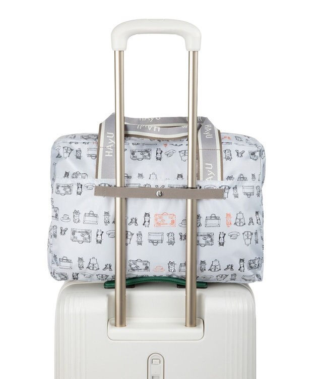 ACE BAGS & LUGGAGE HAyU × ace.  フォールディング 折り畳みボストンバッグ 猫柄 32L 17863 ライトベージュ柄