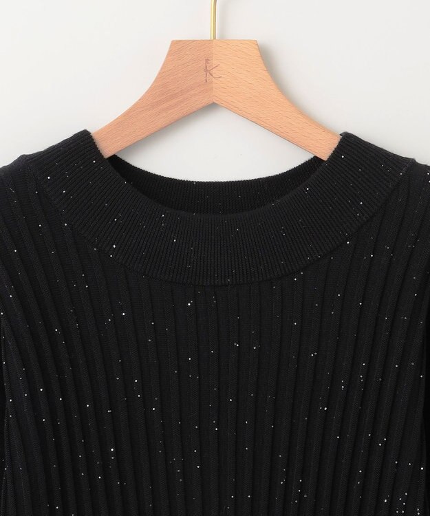 組曲 【手洗い可】ELENAスパンコールドルマン ニット ブラック系