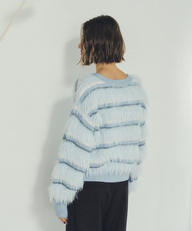 YECCA VECCA フェザーマルチボーダーニット Sax