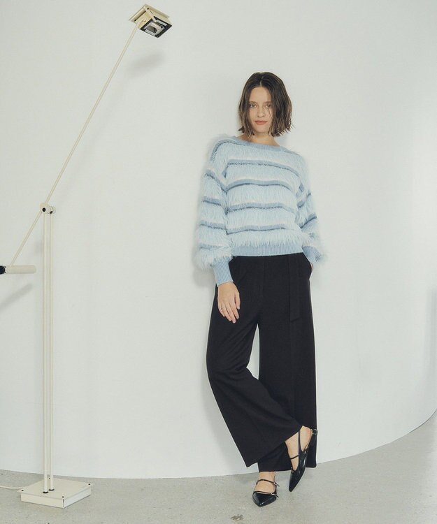 YECCA VECCA フェザーマルチボーダーニット Sax