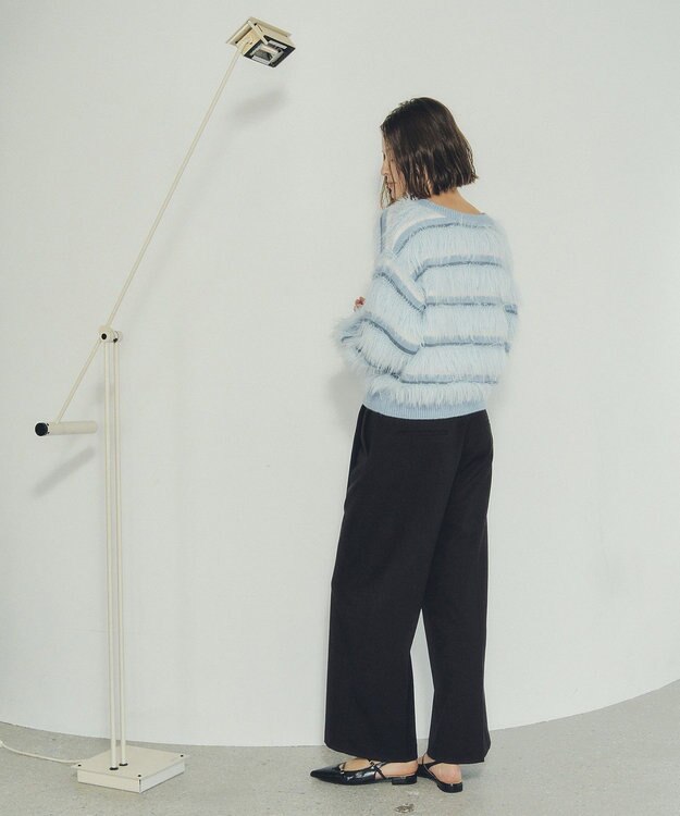 YECCA VECCA フェザーマルチボーダーニット Sax