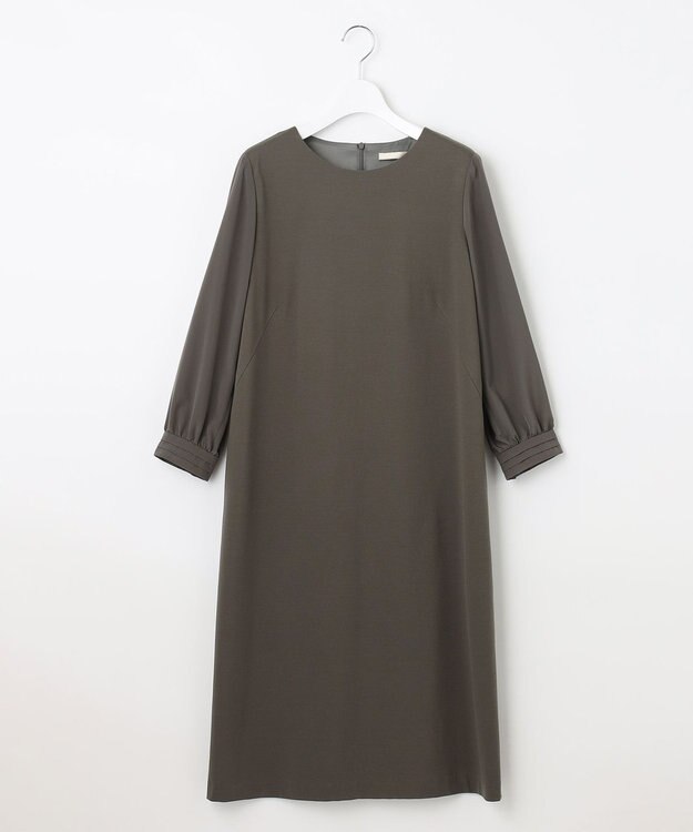 自由区 【XSサイズ～/洗える】WASHABLEPONTE シフトワンピース カーキ系