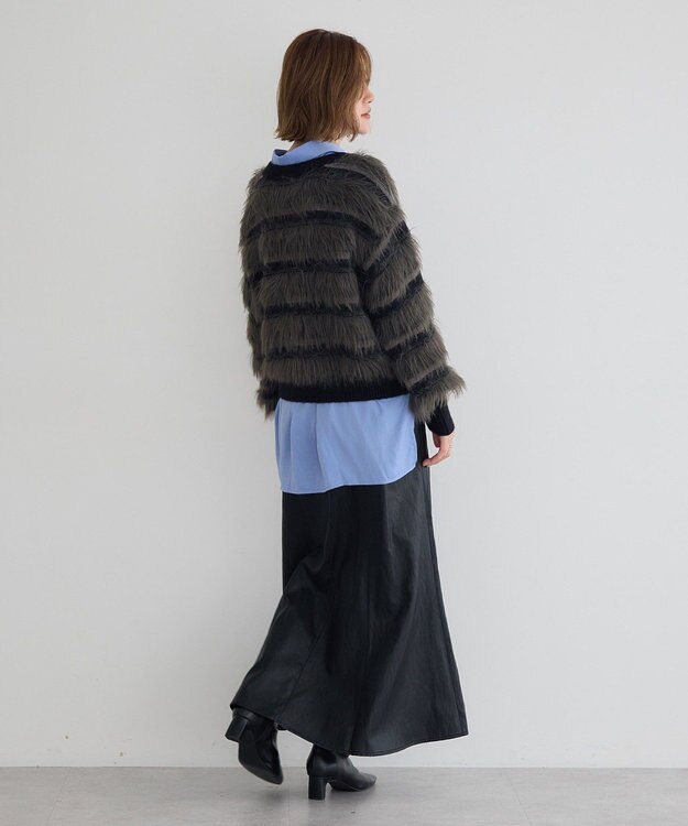 YECCA VECCA フェザーマルチボーダーニット Black