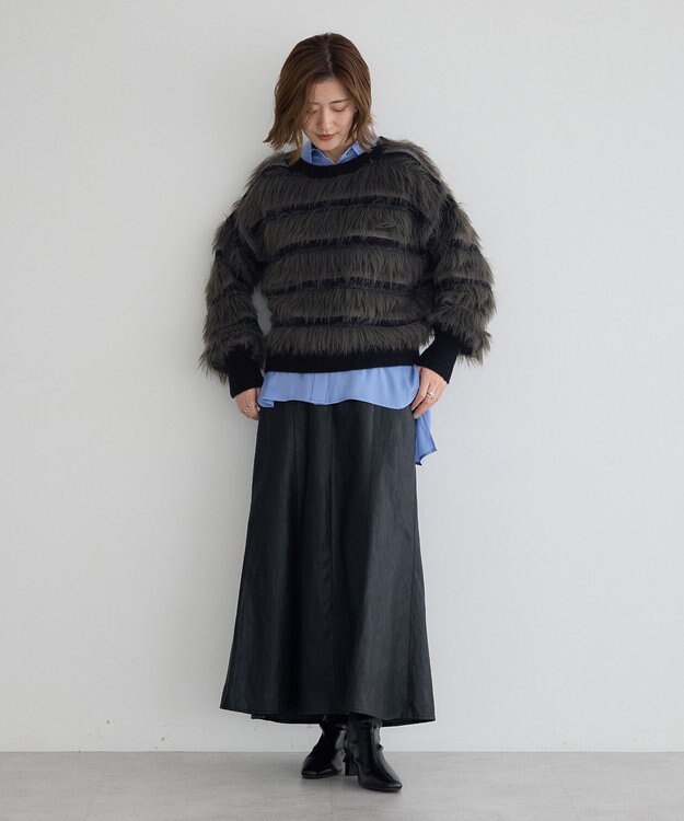 YECCA VECCA フェザーマルチボーダーニット Black