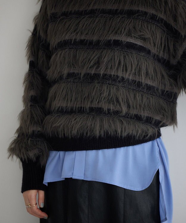 YECCA VECCA フェザーマルチボーダーニット Black