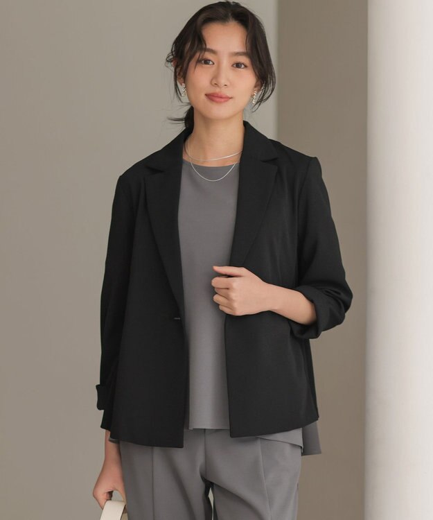 組曲 【WEB限定】ジョーゼットジャージー ジャケット ブラック系