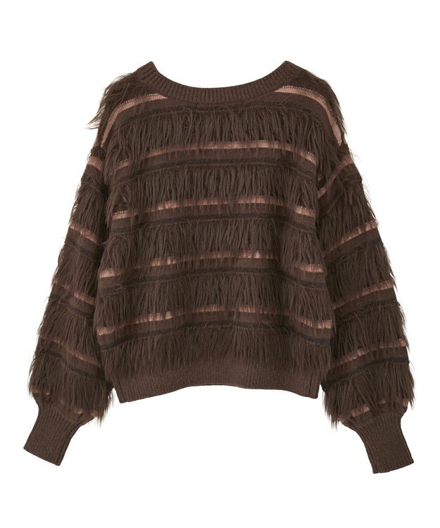 YECCA VECCA フェザーマルチボーダーニット Brown