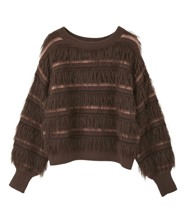 YECCA VECCA フェザーマルチボーダーニット Brown