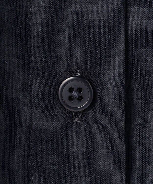 自由区 バンドカラーコットン ブラウス ネイビー