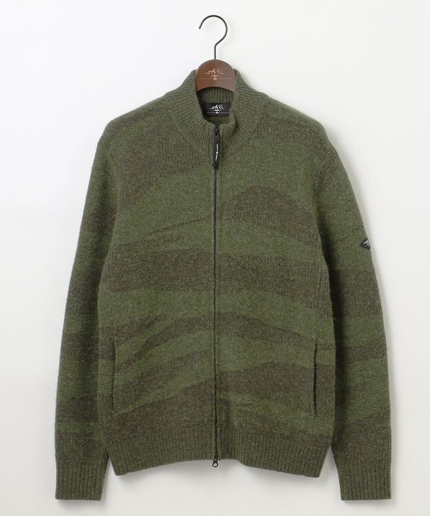 JOSEPH ABBOUD MOUNTAIN 【イタリア糸使用/軽量】ブークレーカモフラージュ  ニット ブルゾン オリーブ系9