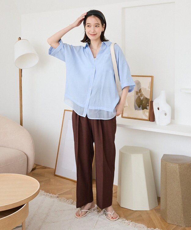 Green Parks 裾レイヤードショートスリーブシャツ Beige