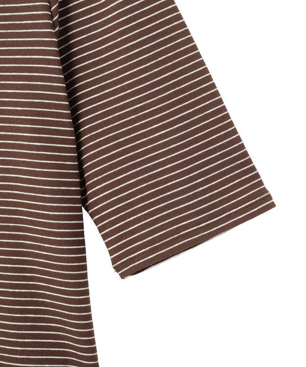 earth music&ecology ゴールドボタンボーダーカーディガン Brown
