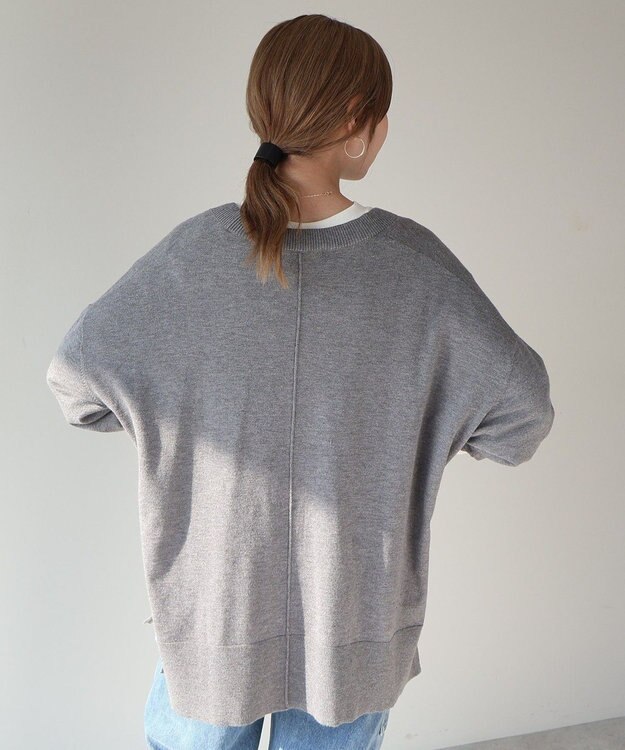 AMERICAN HOLIC バイパチＶネックワイドニットカーディガン Gray Mixture