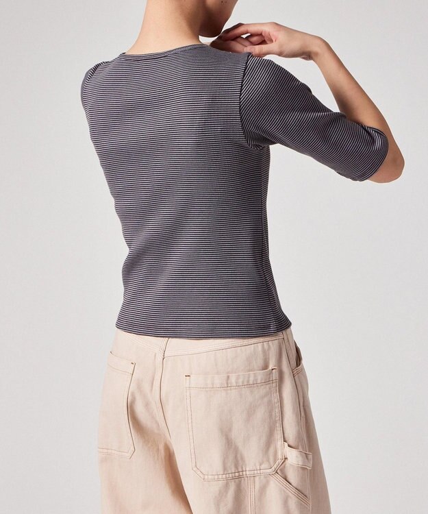 Paul Smith ボーダー ハーフスリーブ カーディガン ボルドー