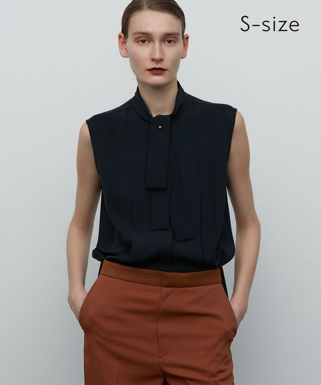 BEIGE， 【S-size】MARIGNY / ボウタイブラウス Navy