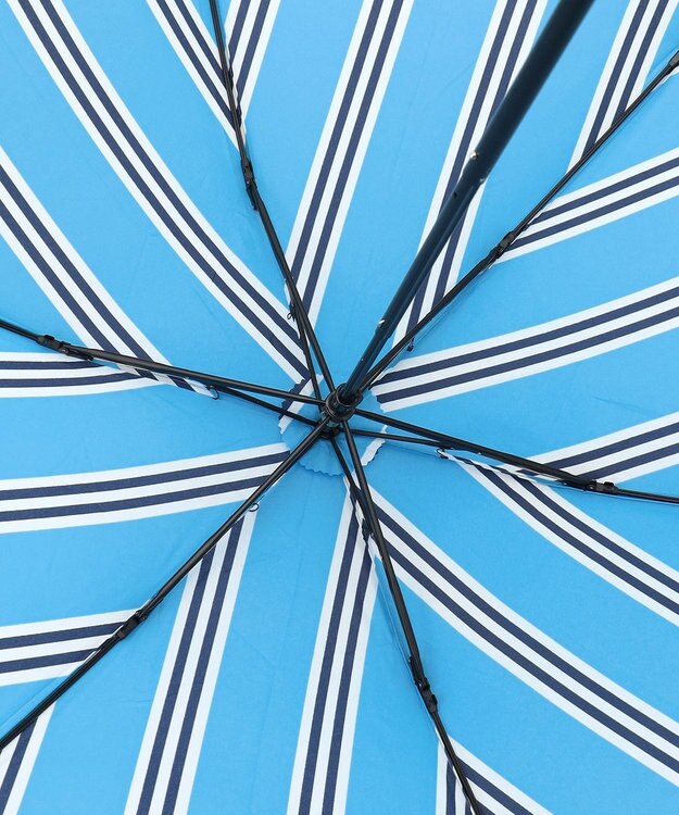 MOONBAT POLO RALPH LAUREN (ポロ ラルフローレン)折りたたみ傘 ワンポイント ストライプ 75デニール 日本製 サックスブルー