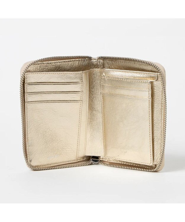 UNBILLION ペルケ perche / ドット型押しラウンドパームフィット財布 ゴールド