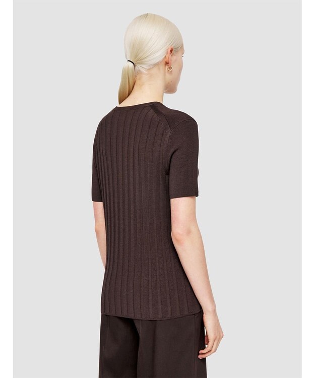 JOSEPH 【洗える】サティニーリブ　ショートスリーブニット Ebony