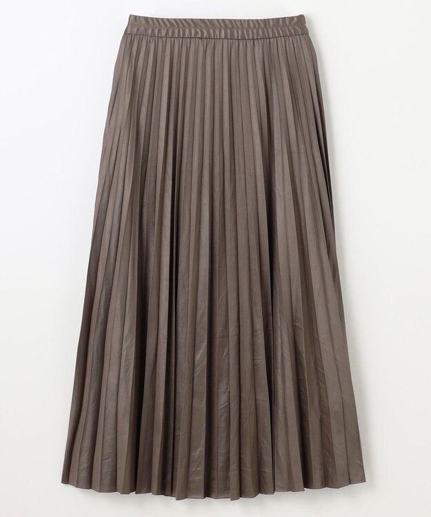 ANY 【ウエストゴム】レザーライクプリーツスカート ブラウン